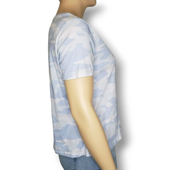 Athleta Organic Daily Camo Crew Tee Shirt Womens 1X Stream Blue Print - Picture 3 of 9